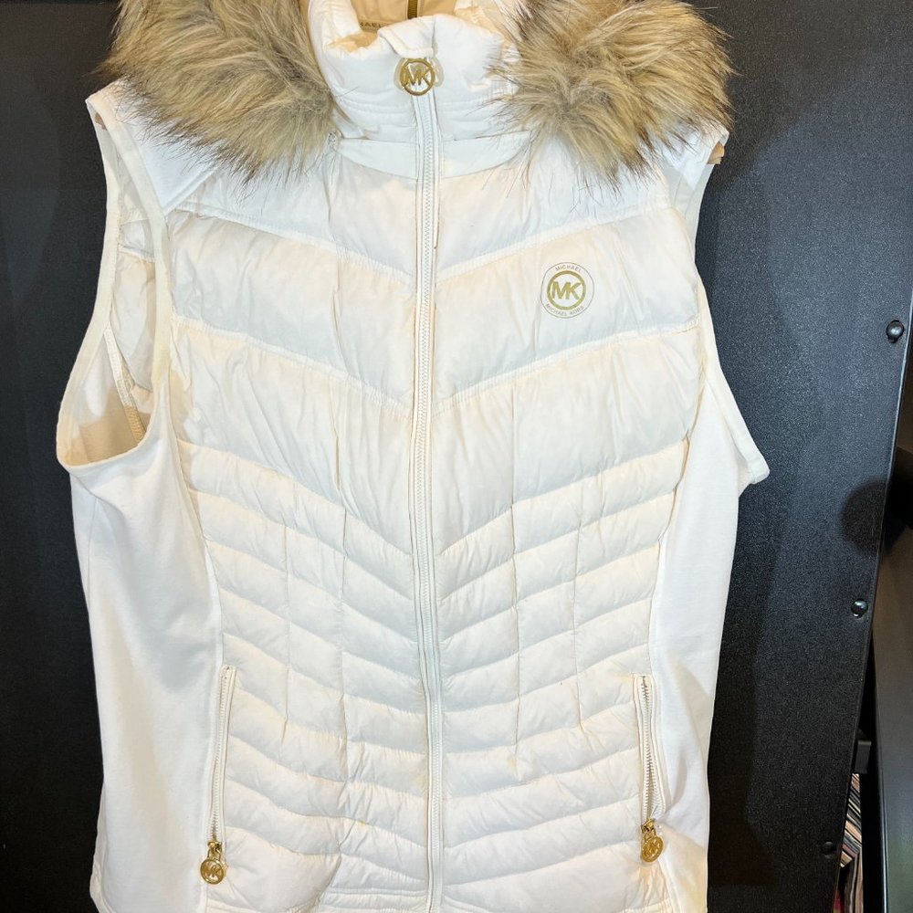 Michael Kors white hooded vest
